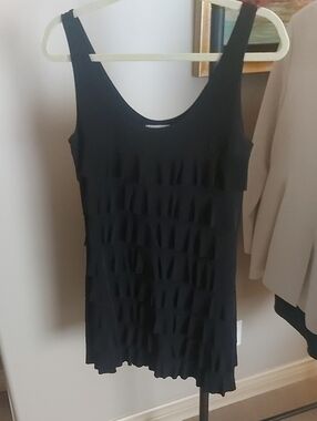 Joseph Ribkoff Black Tiered Ruffle Tank Top